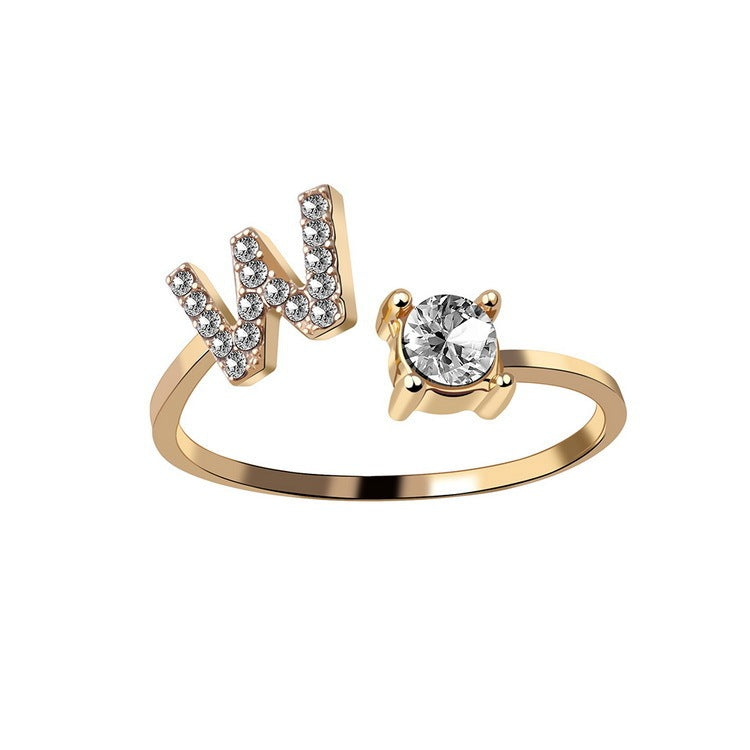 Evarisluxe Initial Letter Gold Ring