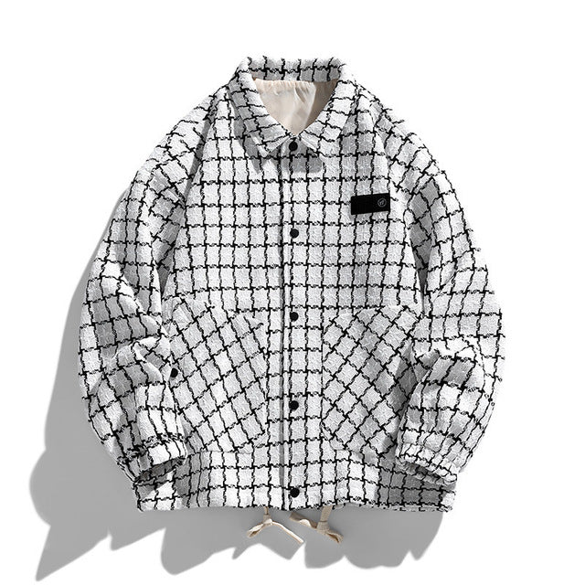 Punk Style Single Breasted Plaid Jacket for Men