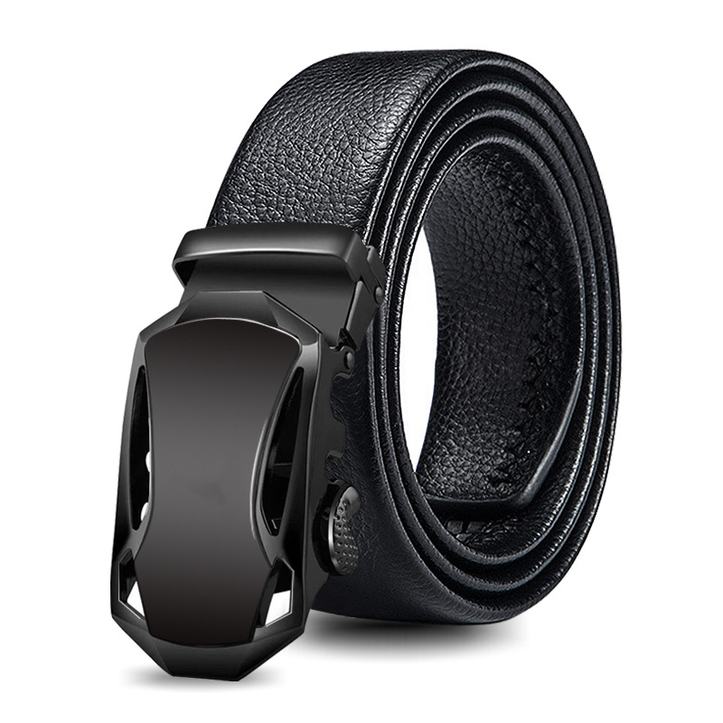Luxury Men's Leather Belt with Automatic Metal Buckle