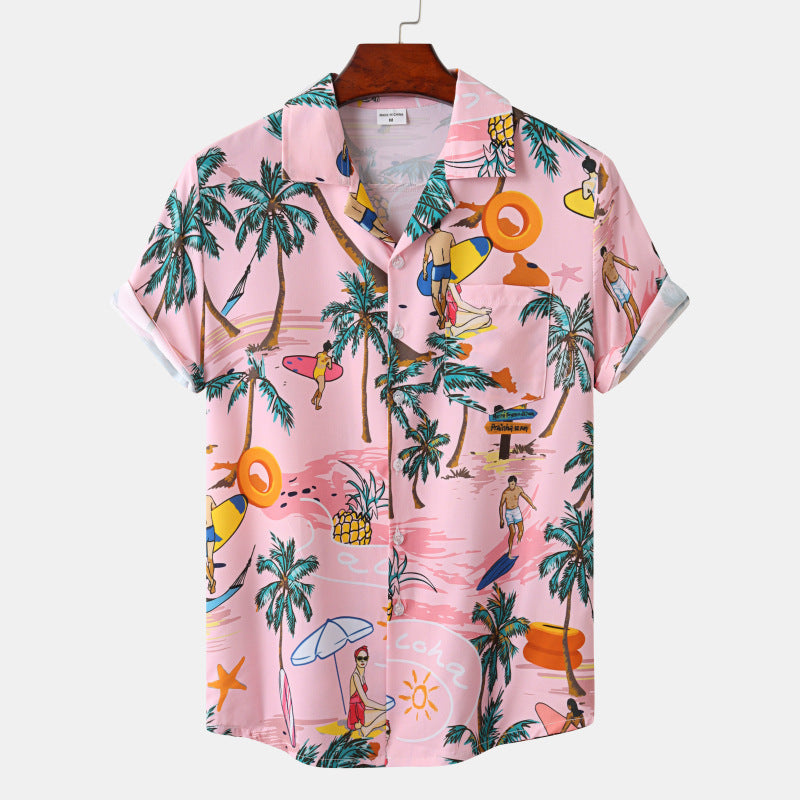 Hawaiian Men's Summer Shirt with 3D Sunflower Print