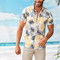 Tropical Leaf Retro Hawaiian Button-Up Shirt for Men