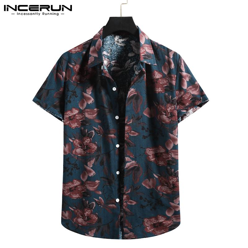 Men's Printed Cotton Hawaiian Shirt - Summer Streetwear
