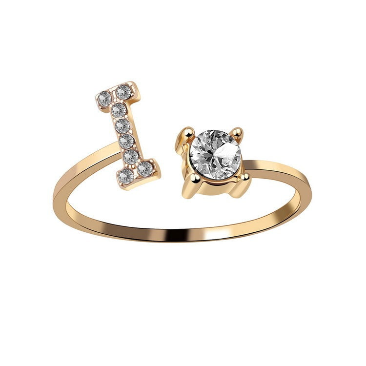 Evarisluxe Initial Letter Gold Ring