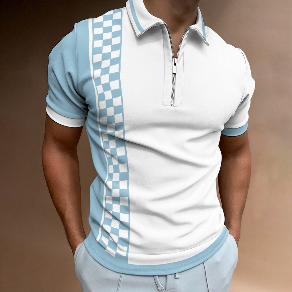 Men's Polo Shirt with National Stitching Color Print