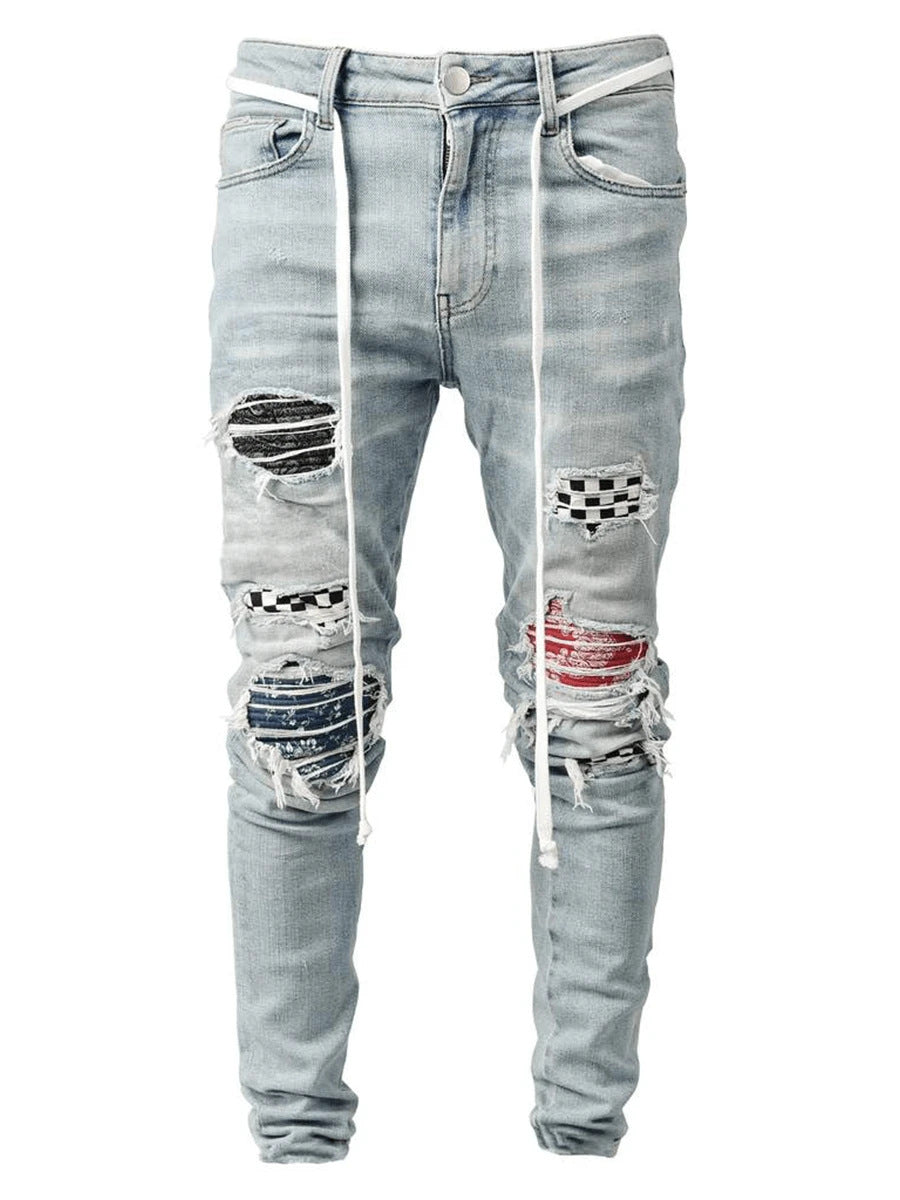 Slim-Fit Ripped Skirt Pants