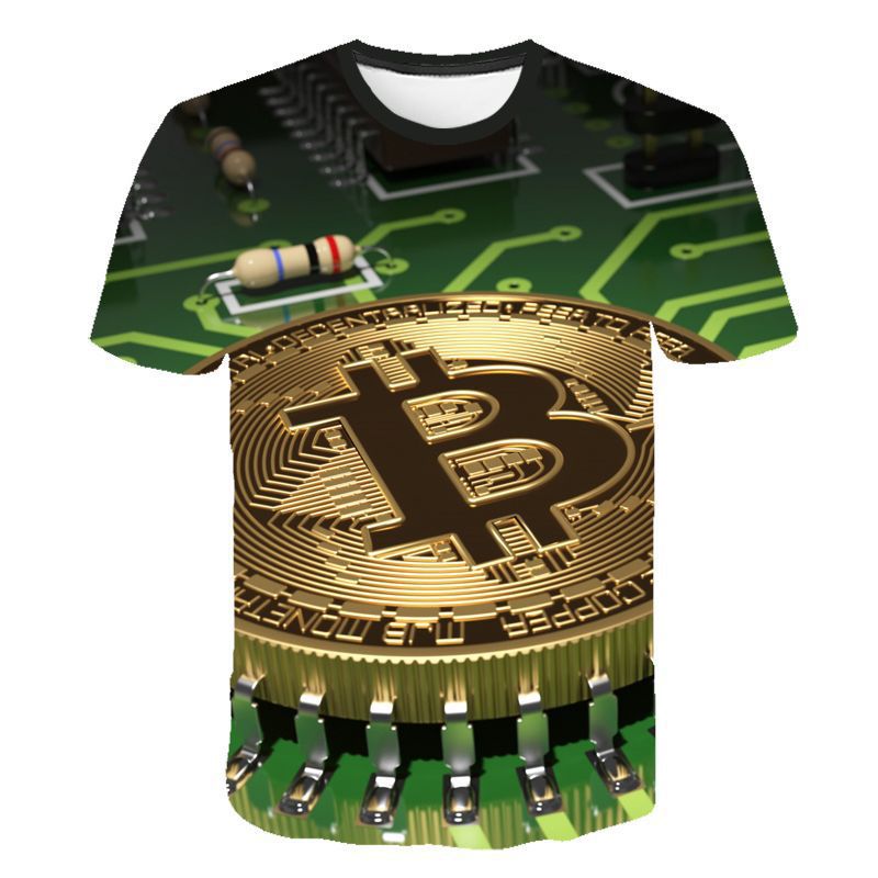 Men's 3D Bitcoin Print Short Sleeve T-Shirt