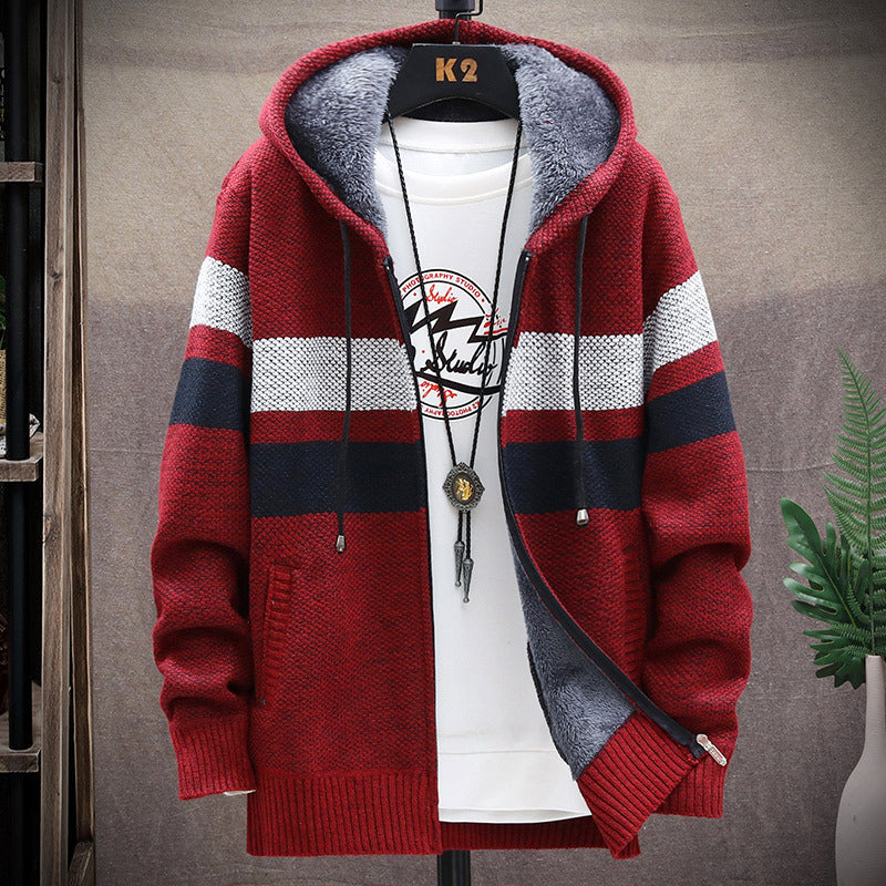 Men's Hooded Fleece Cardigan - Trendy Autumn Jacket