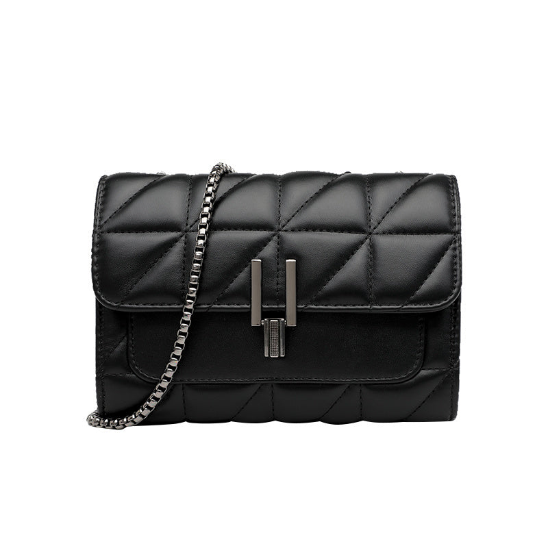 Evarisluxe Chaîne Noir Leather Chain Bag
