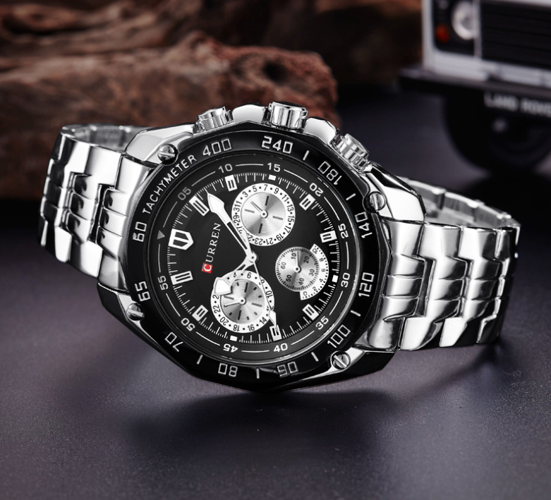 Men's Stainless Steel Watch with Three Eyes