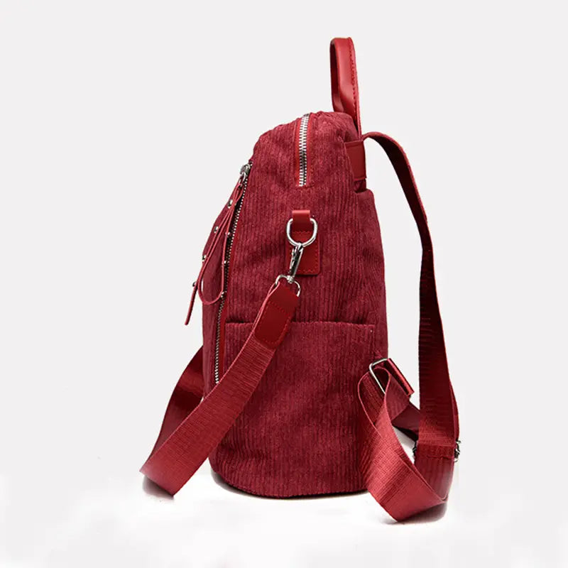 2-Piece Corduroy Backpack Set with Shoulder Bag & Clutch
