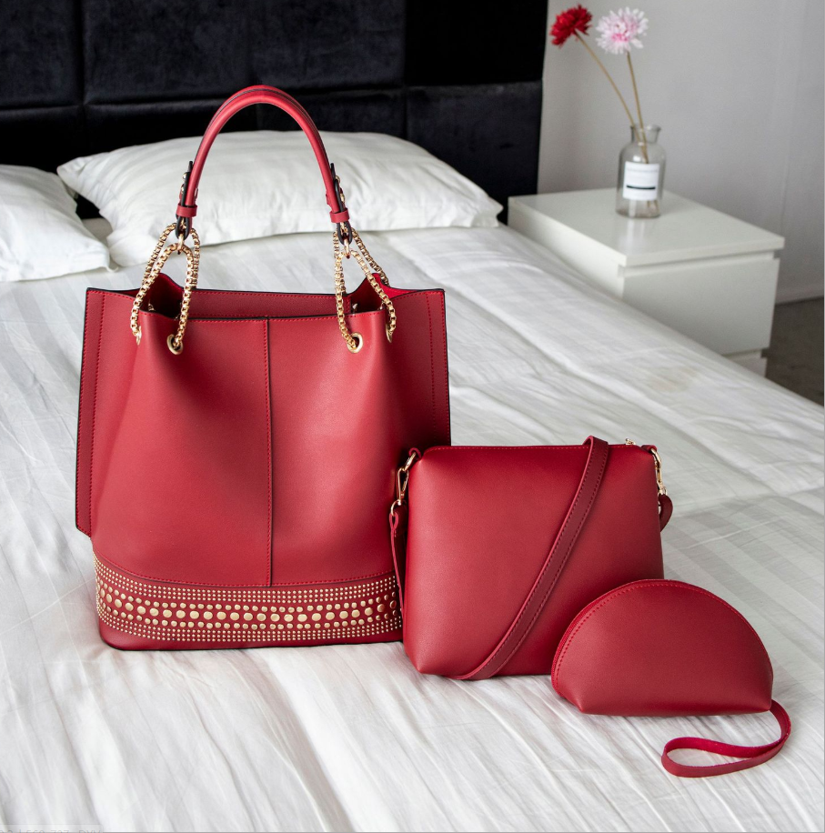 Shoulder Bag Set - Solid Color Three-Piece Collection