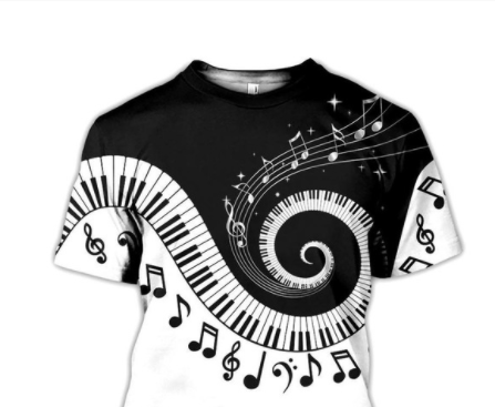 Men's 3D Guitar Print Casual Short Sleeve T-Shirt
