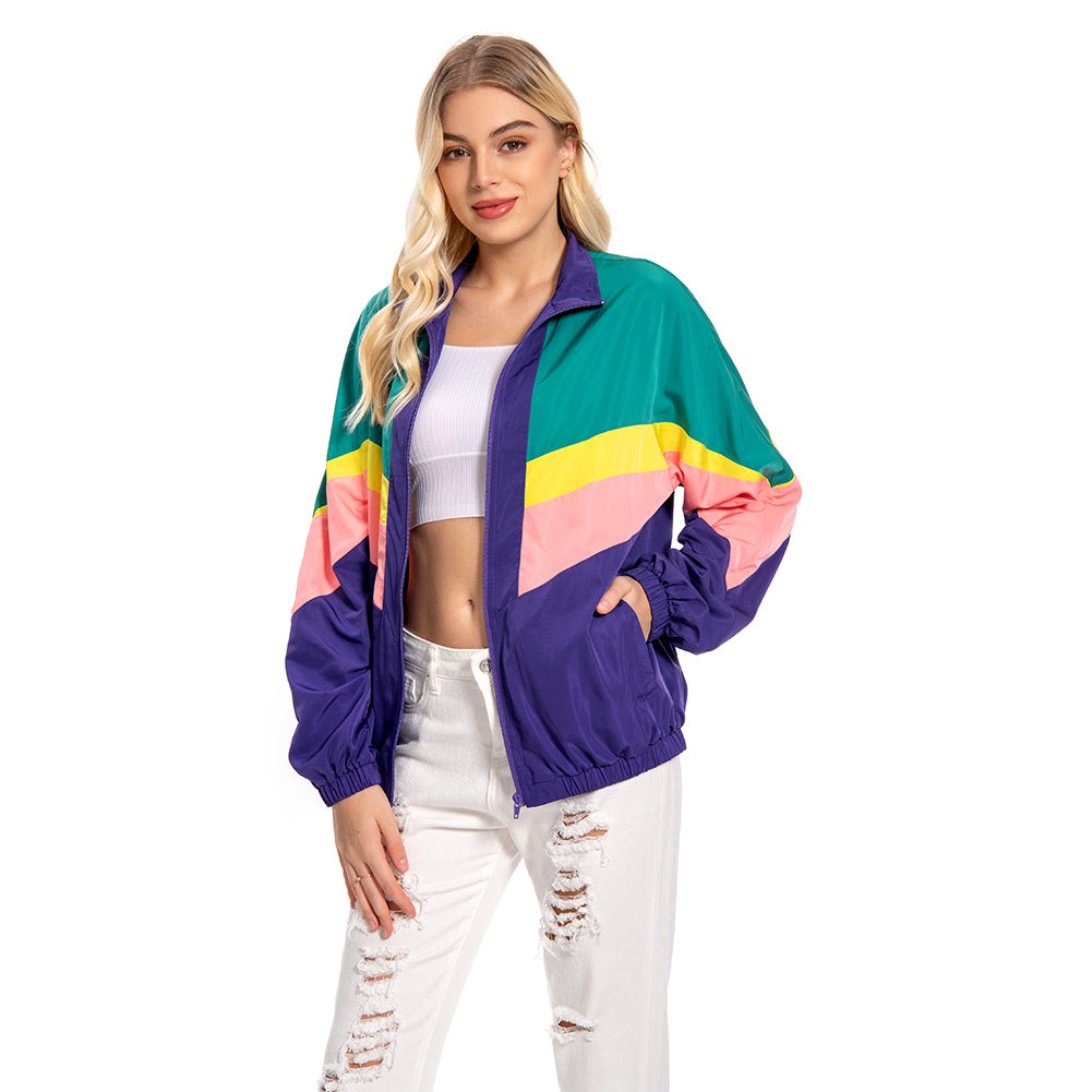 80s 90s Vintage Colorful Jacket for Women Cosplay Outfit