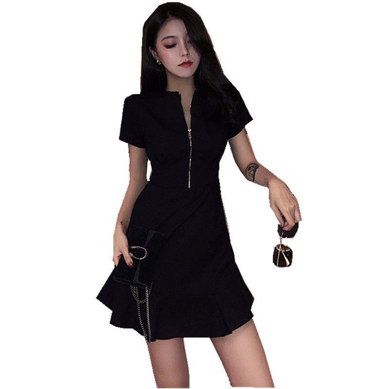Summer Korean Style Black Mermaid Dress for Women