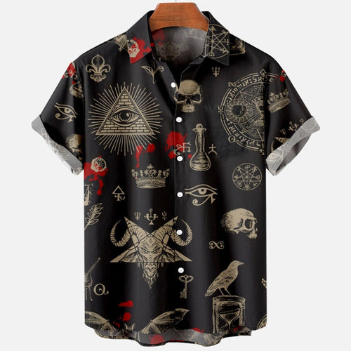 2022 Devil Horror 3D Printed Loose Hawaiian Shirt for Men