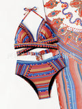 2023 New Sexy Three-Piece Bikini Set with Shawl