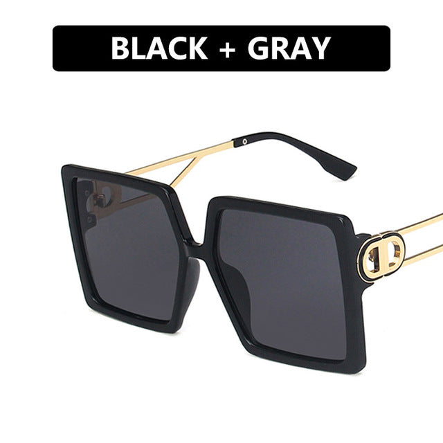 Hollow Square Sunglasses with Metal Legs for Women