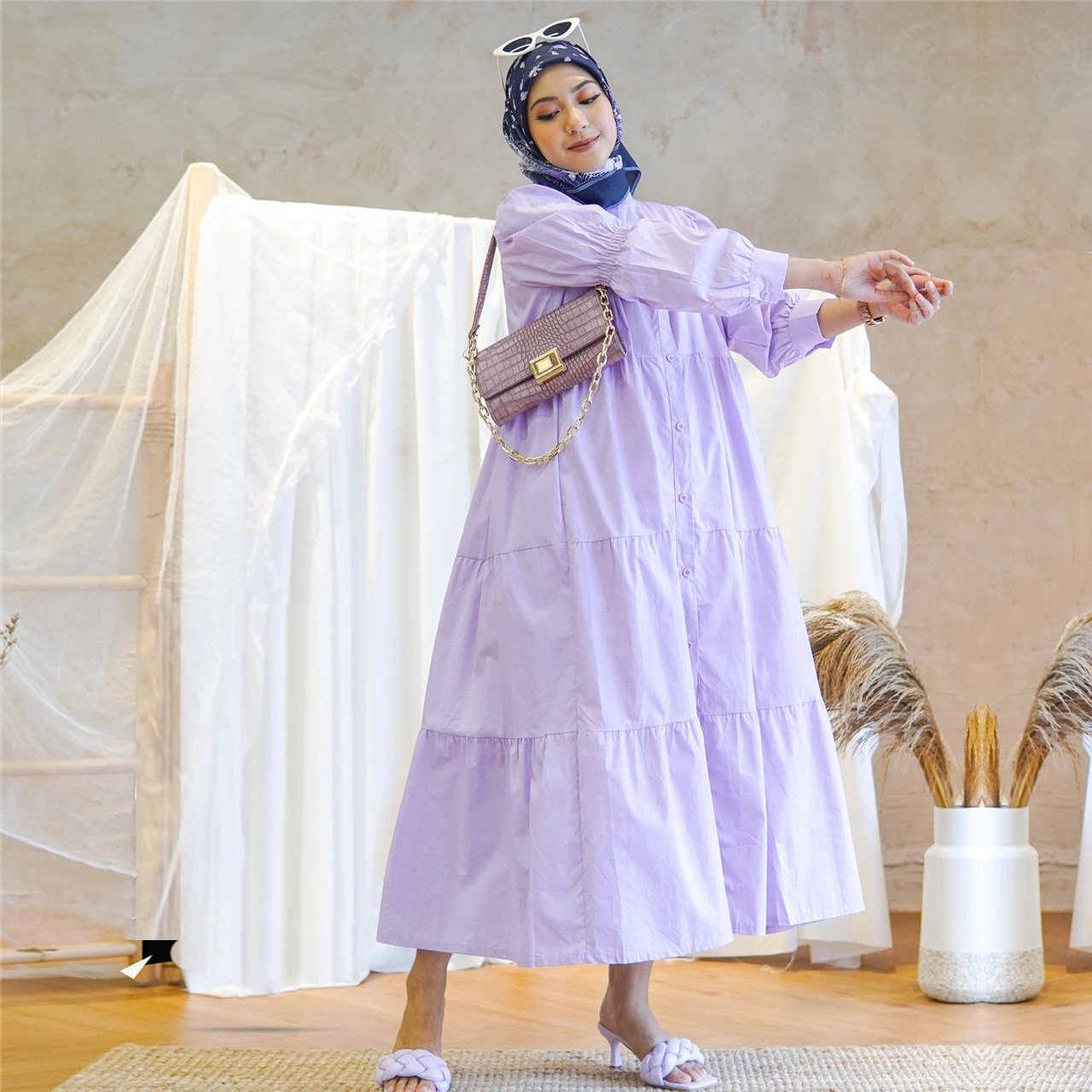 The Coton Patchwork Indonesian Modest Dress | Evarisluxe