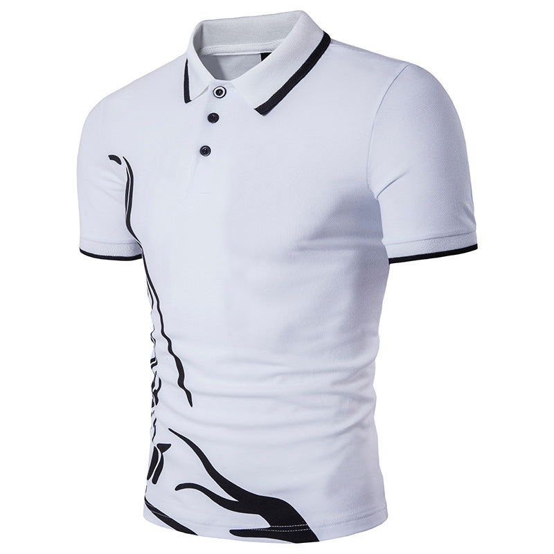 Printed Collar Short Sleeve T-Shirt