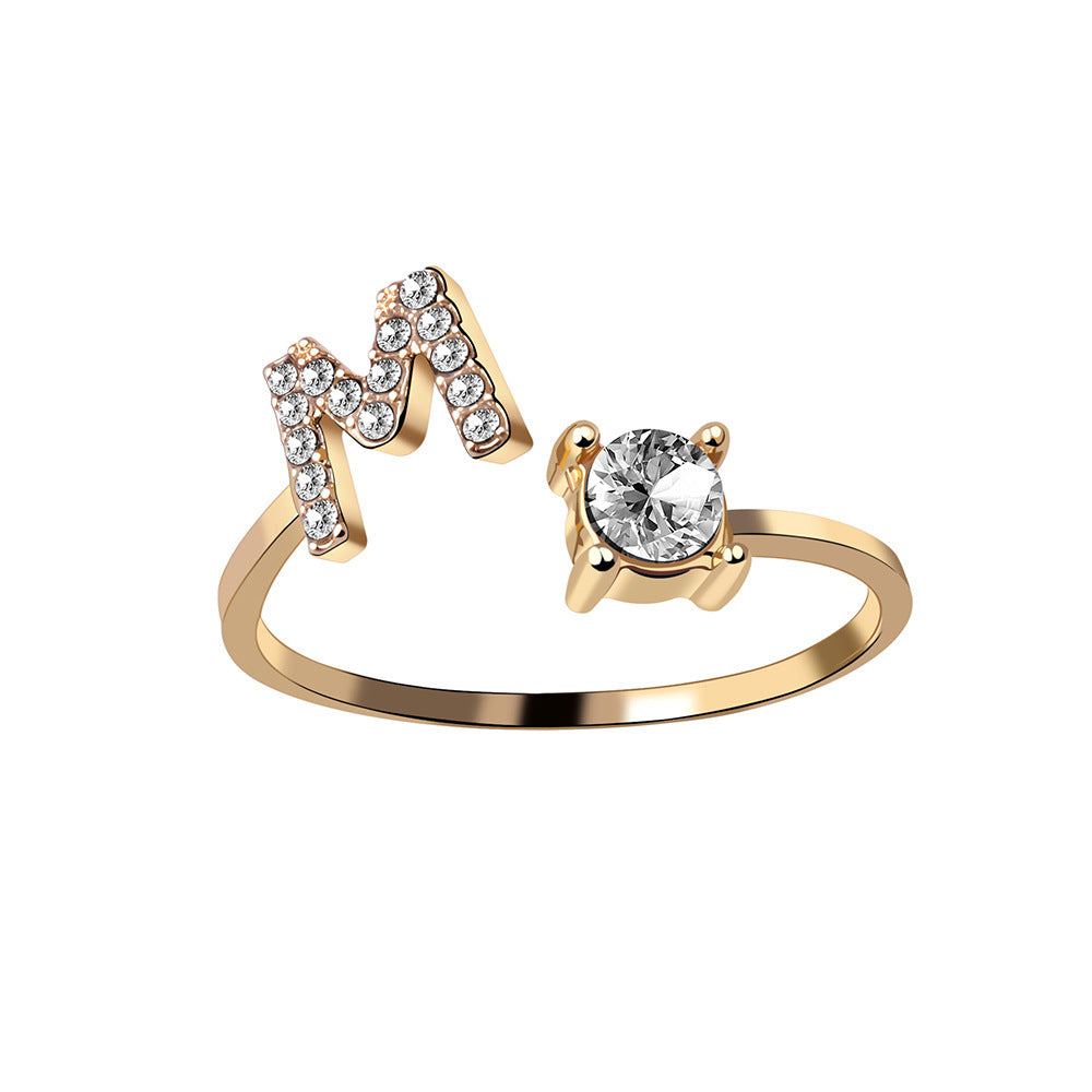 Evarisluxe Initial Letter Gold Ring