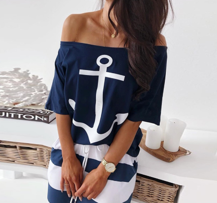 Printed Set, Anchor Set, Stripe Set, Two-Piece Set