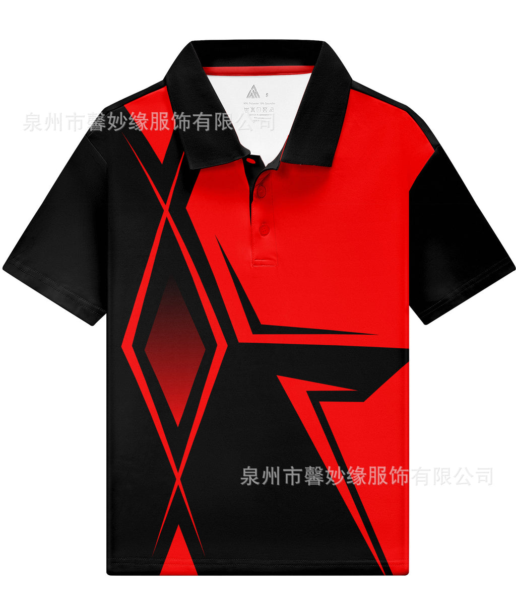 Boys' Short Sleeve Polo Shirt with Geometric Print