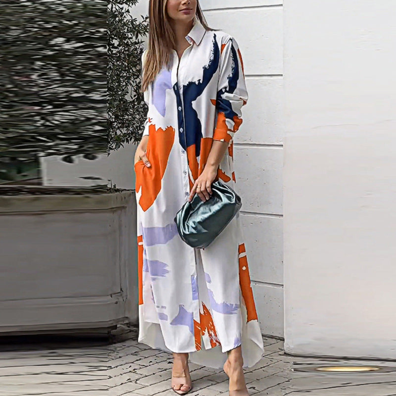 2024 Spring Women's Fashion Casual Printed Dress