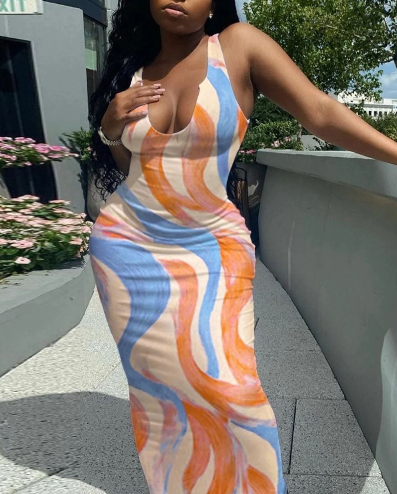 Evarisluxe Printed Fashion Dress