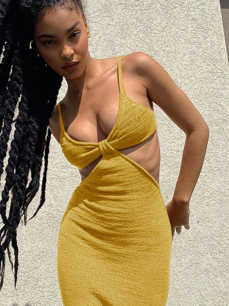 Elegant Backless Slim Hollow Sling Dress