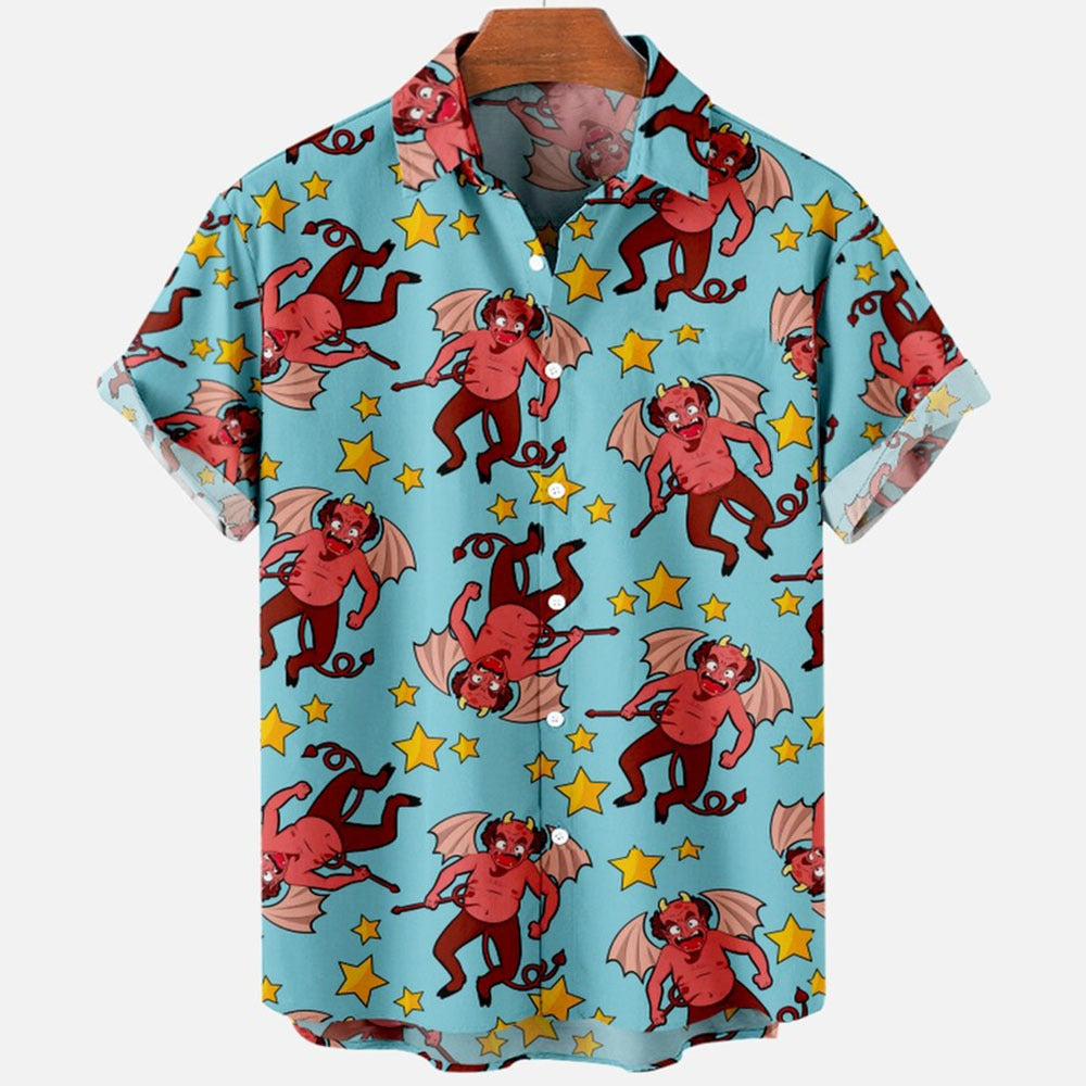 2022 Devil Horror 3D Printed Loose Hawaiian Shirt for Men