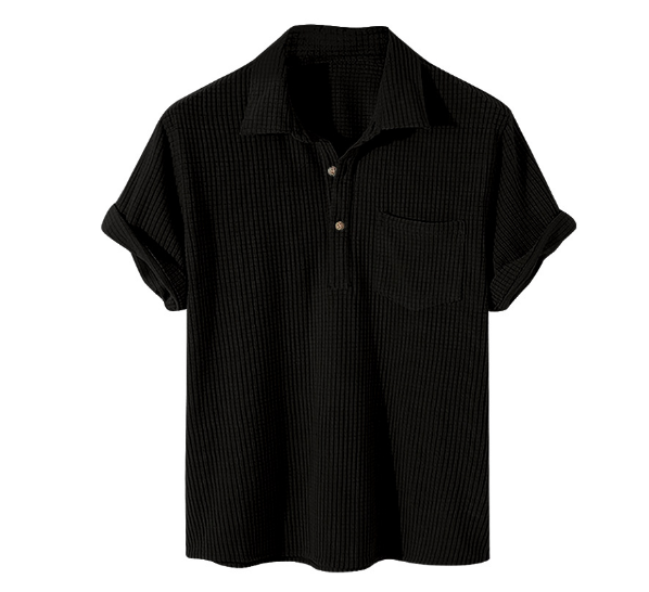 Color-Block Waffle Button Polo Shirt for Men (One Piece)