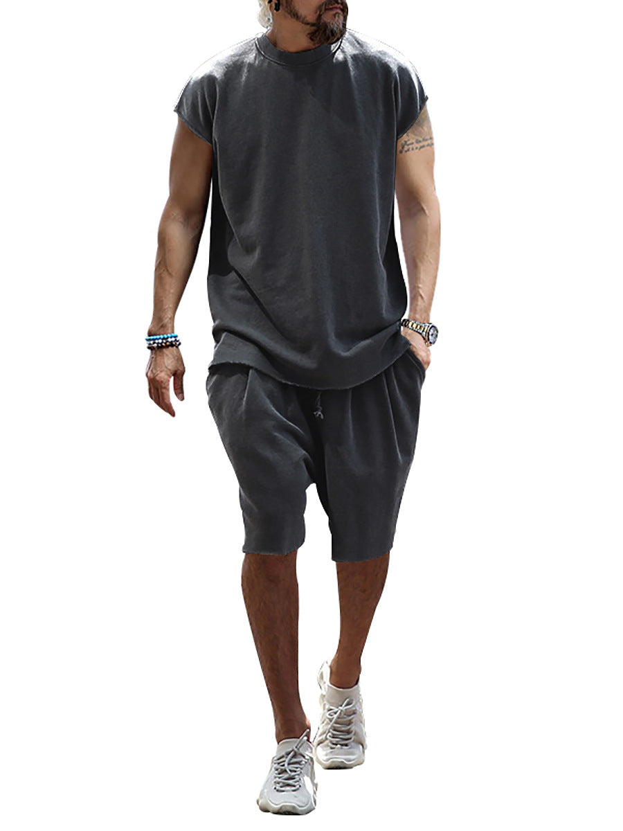 Trendy Terry Summer Half-Sleeve Casual Sports Suit