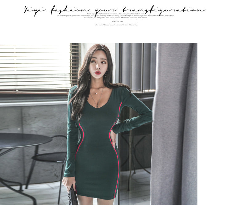 The Manche Longue Korean Bodycon Dress | Evarisluxe