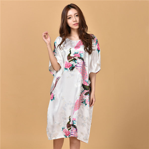 Plus Size Peacock Print Summer Nightgown for Women