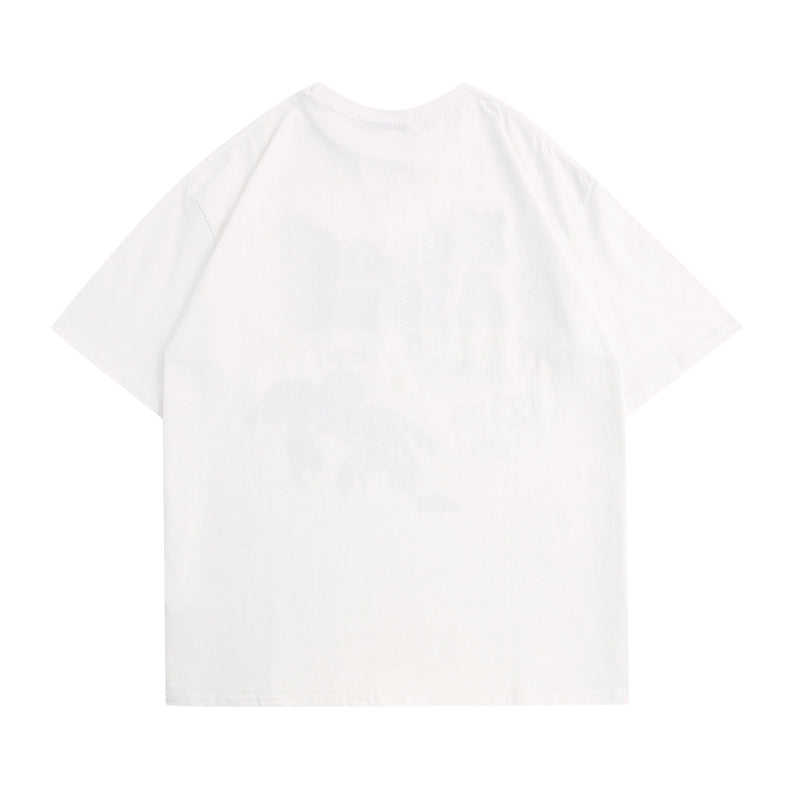 American High Street Skull Graffiti Print T-Shirt for Men