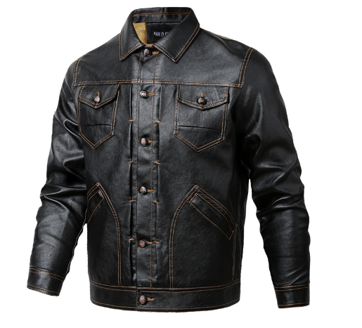 Fleece Lined Autumn Jacket - Thick Leather Coat