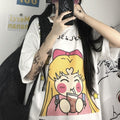 Summer Korean Cartoon Print Loose T-Shirt for Women