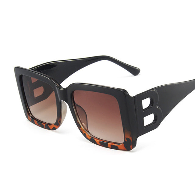 Fashion Brand Black Gradient Square Sunglasses for Women