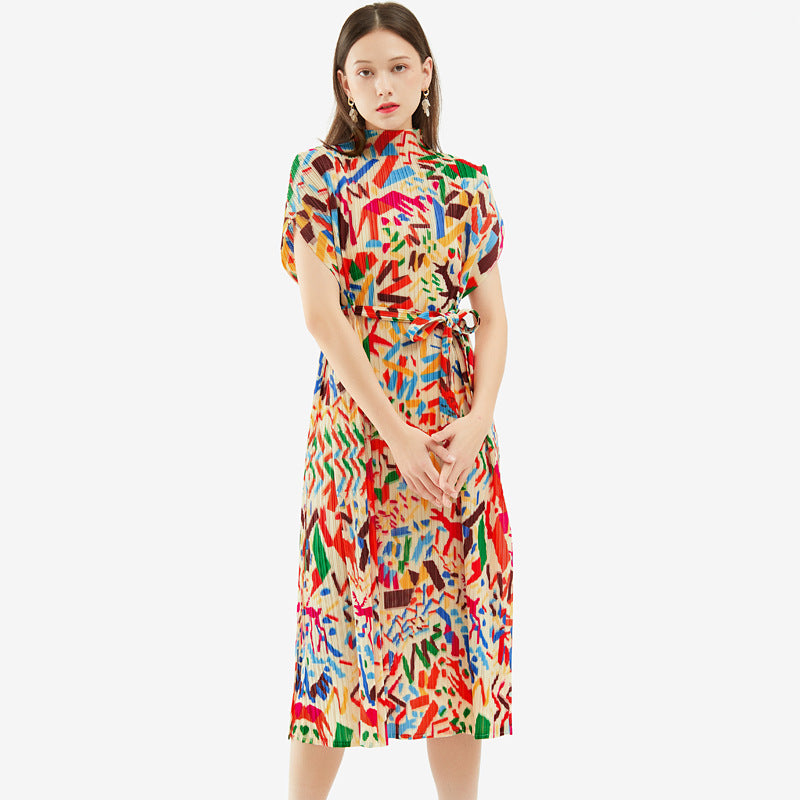 Printed Mid-Length Dress for Women - Summer 2024 Style