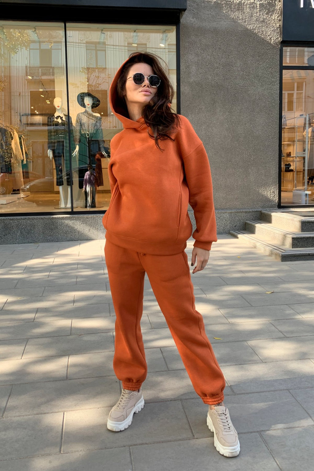 Fashionable Solid Color Hoodie & Casual 2-Piece Set
