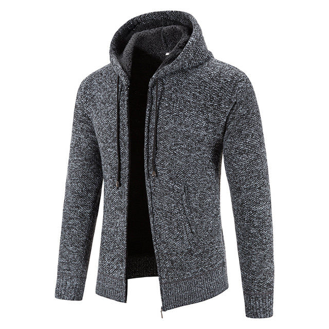 Winter Thick Hooded Cardigan for Men - Slim Fit Sweater