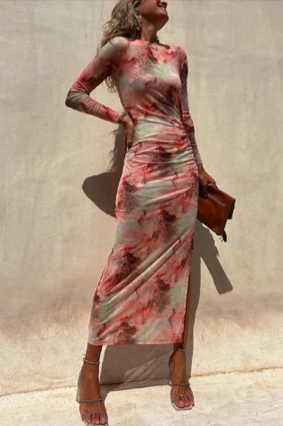 Tie-Dye Pleated Dress