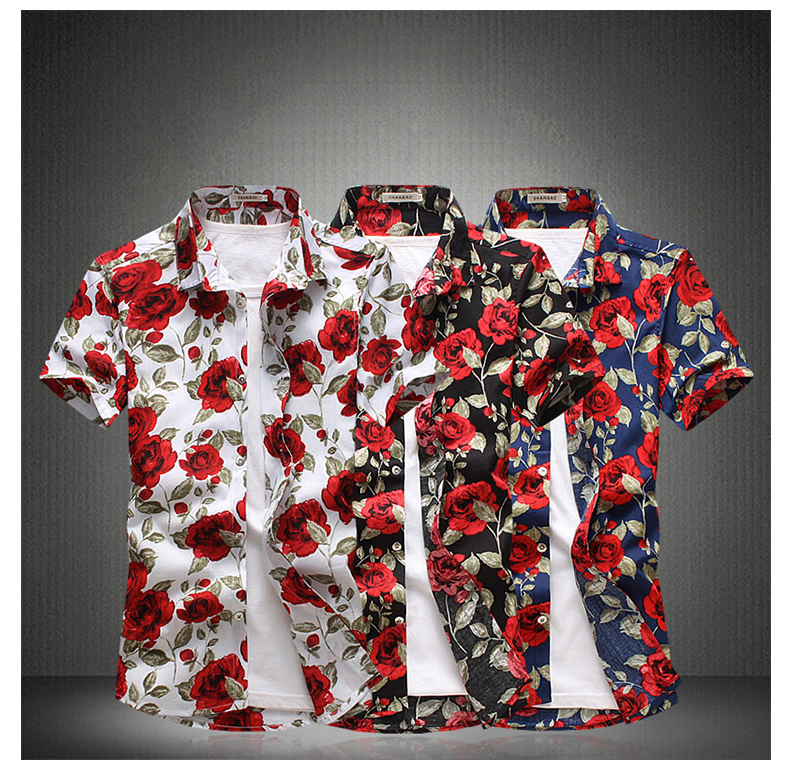 2018 Fashion Floral Short Sleeve Shirt for Men