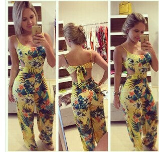 Retro Printed Summer Playsuit Jumpsuit for Women