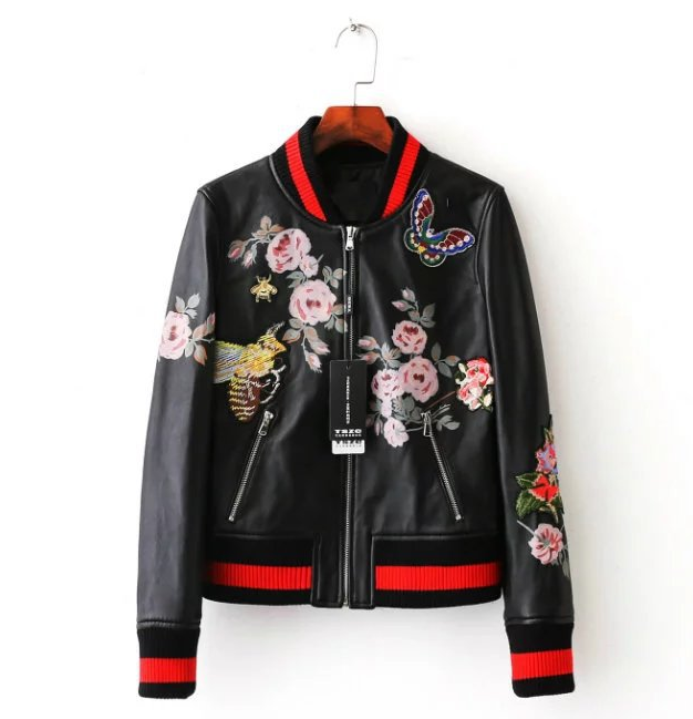 Fashion Biker Leather Jacket & Embroidered Baseball Coat
