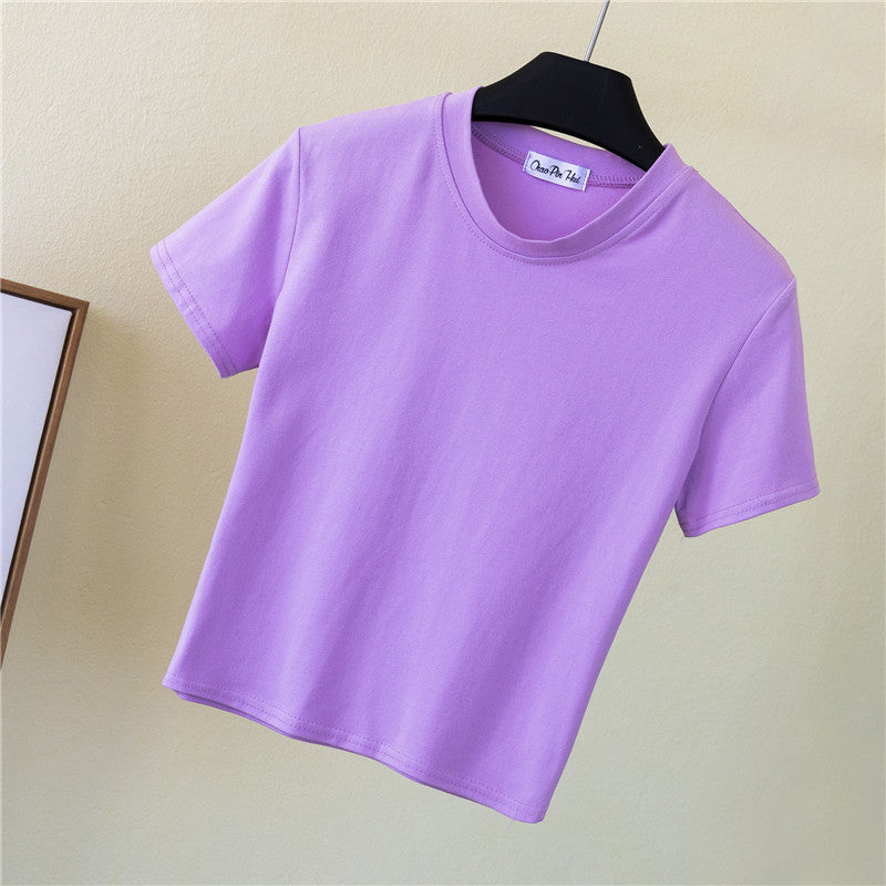 Summer Crop Top Women - Fitted High Waist Sports Tee