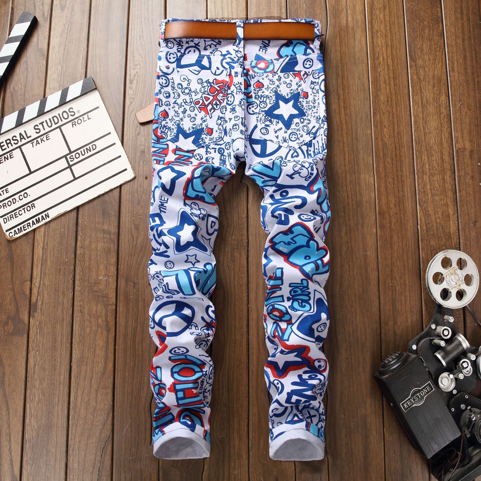Printed Casual Slim Fit Stretch Trousers