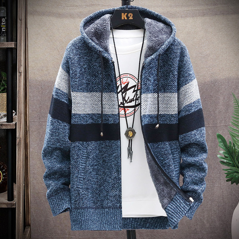 Men's Hooded Fleece Cardigan - Trendy Autumn Jacket