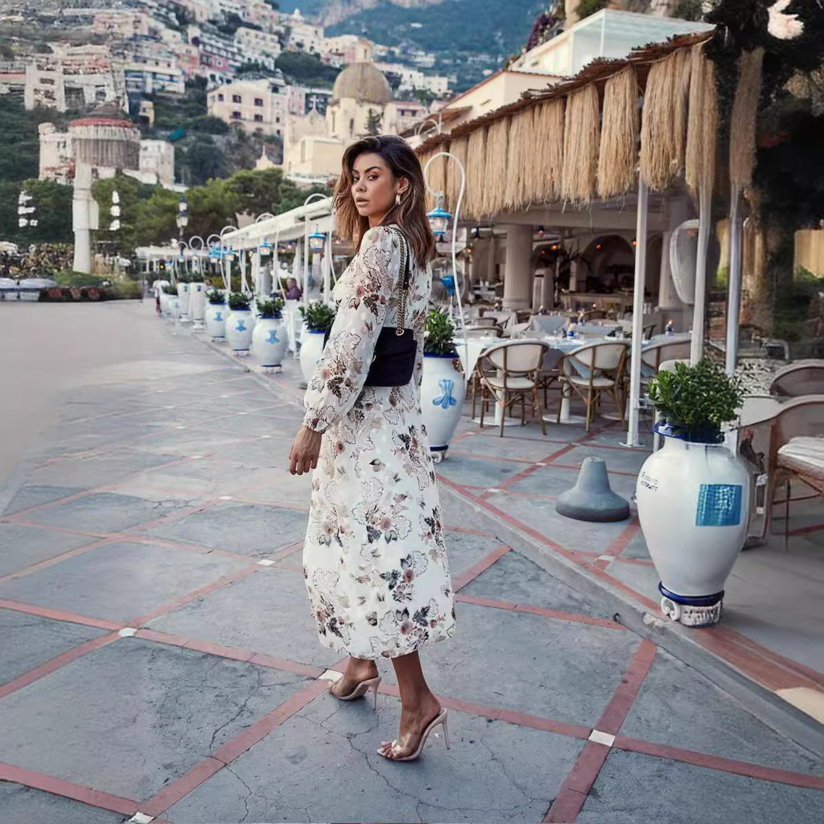 2024 Spring/Summer V-Neck Puff Sleeve Dress