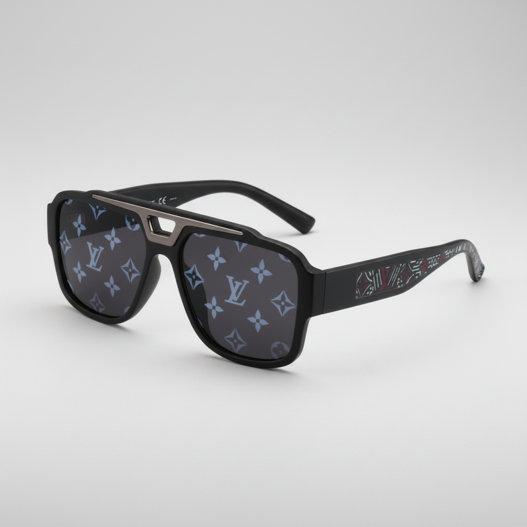 Louis Vuitton sunglasses with packaging in the background
